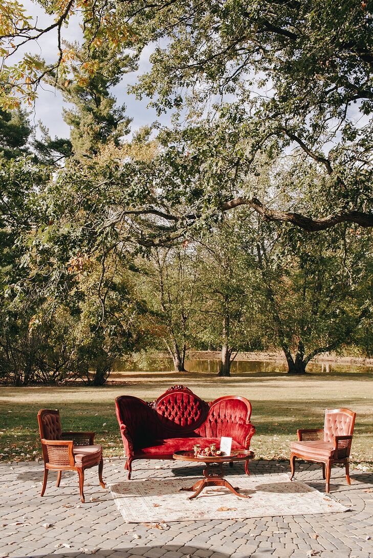 Vintage Lounge Area at Outdoor Fall Wedding