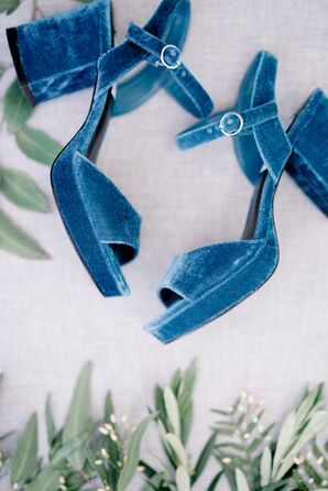 Blue Velvet Block Heels