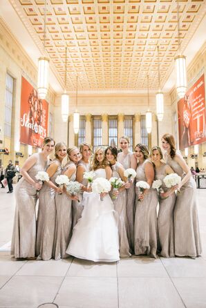 Bridesmaids in Taupe, Floor Length Bridesmaid Dresses