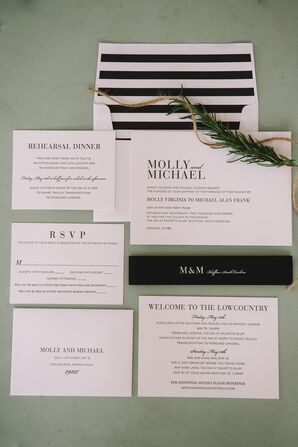 Simple Black-and-White-Striped Invitation Suite
