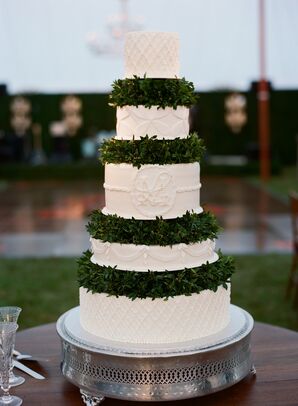 Tiered Buttercream Cake with Boxwood Garland