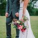 Double Silver Belt Backless Chiffon Wedding Dress