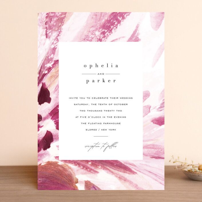 pink watercolor wedding invitations