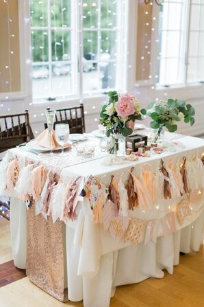 Sweetheart Table With String Light Backdrop