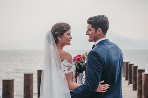 Classic Couple with Bridal Updo and Veil