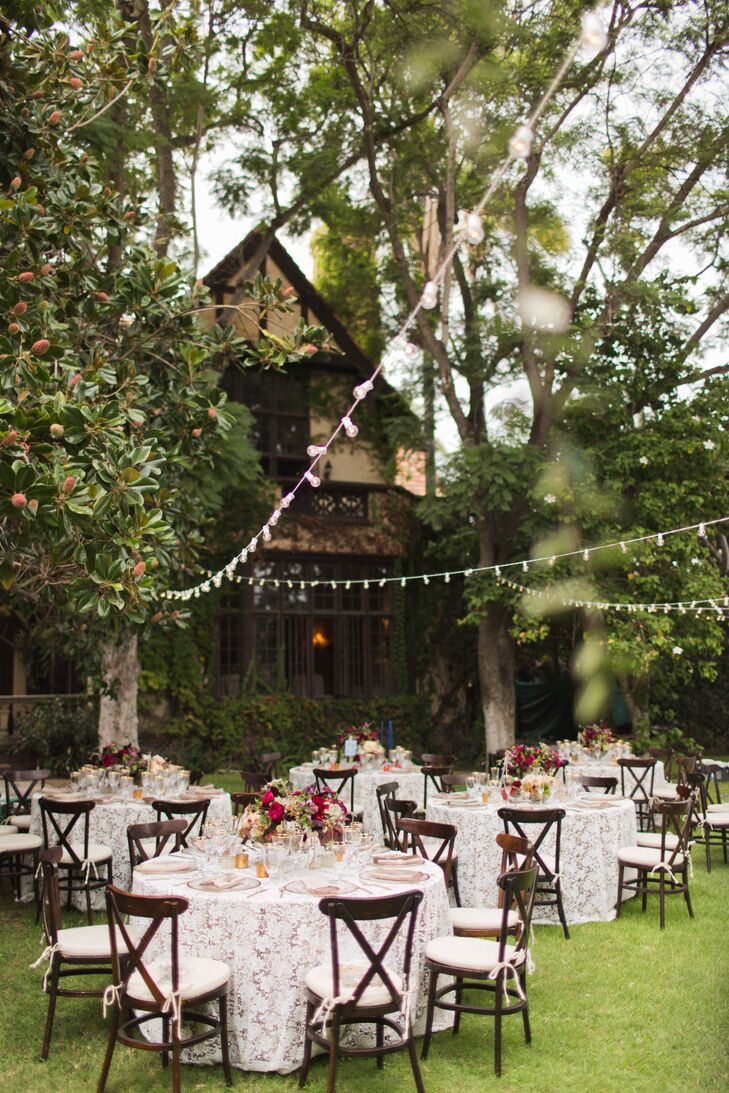 "We had our dinner outside under market lights," Candy says. "Our wedding team helped create an unforgettable and beautiful night under the stars, illuminated with light and love."