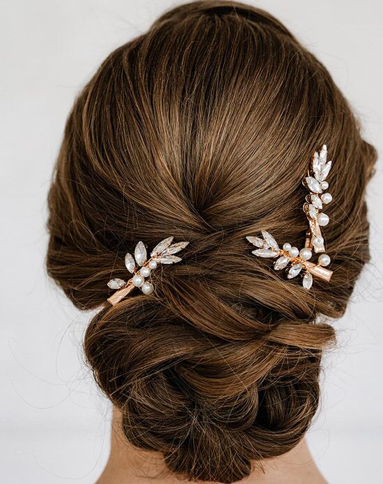 AW Bridal AW BRIDAL Wedding Hair Clip Rhinestone Bridal Hair Pieces Hair Combs for Women Pearl Wedding Hair Barrettes Wedding Hair Accessories for Brides 3pcs (Gold) Gold Pins, Combs + Clip - 1