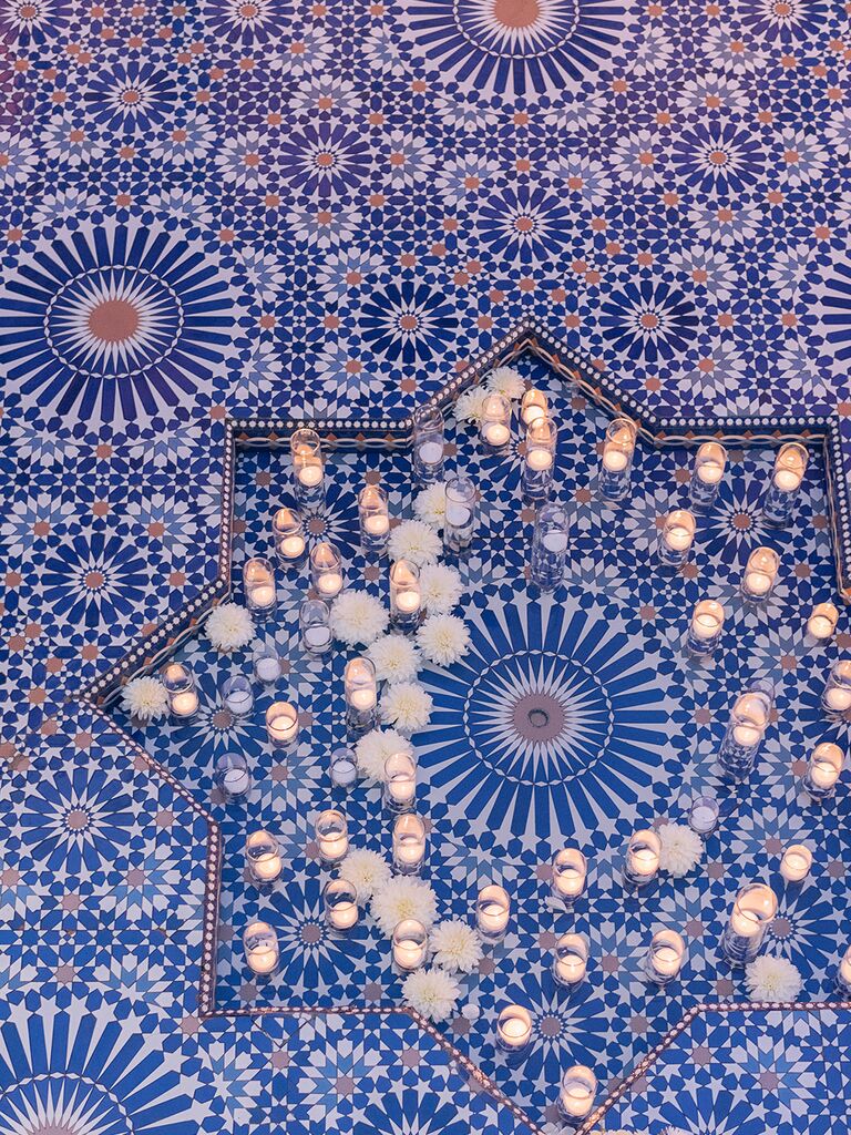 Tile patterns in white, blue and red for your maximalist wedding