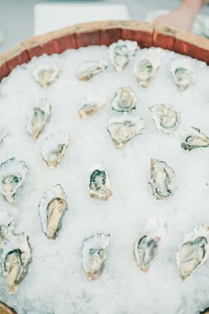 Fresh Oyster Shells in Ice Bucket