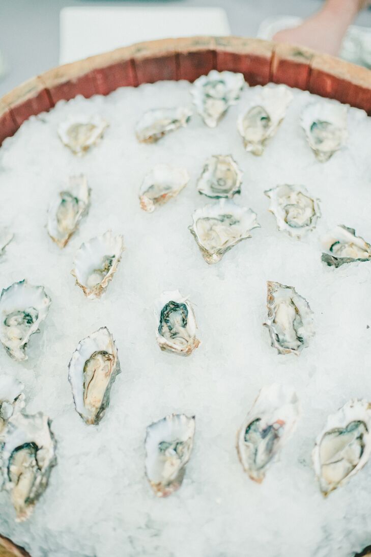 Fresh Oyster Shells in Ice Bucket