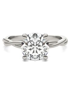 Forever One Moissanite Unique Round Cut Engagement Ring