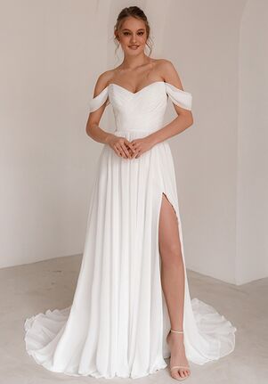 Olivia Bottega Chiffon Wedding Dress Marit With High Leg Slit A-Line Wedding Dress