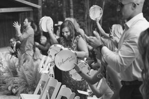 Wedding Guests With Tambourines at Saddle Wood Farms in Murfreesboro, Tennessee
