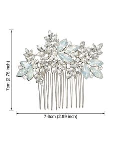 AW Bridal AW BRIDAL Opal Crystal Hair Comb Bridal Hair Pieces Retro Bridal Hair Clips Wedding Hair Accessories for Brides and Bridesmaids (Silver) Silver Pins, Combs + Clip