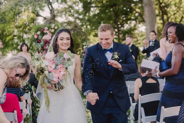 Elegant Bride and Groom Recessional with Tossed Lavender
