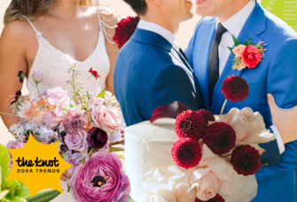 collage of 2024 wedding color trends