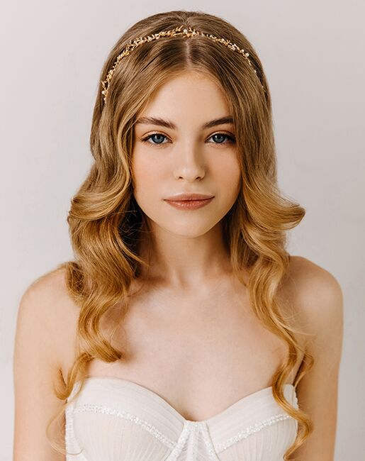 AW Bridal AW BRIDAL Gold Leaves Bridal Headpieces Wedding Headband Hair Pieces Pearl Wedding Hair Accessories for Brides Flower Girl Headpiece (Gold) Gold Headband - 6