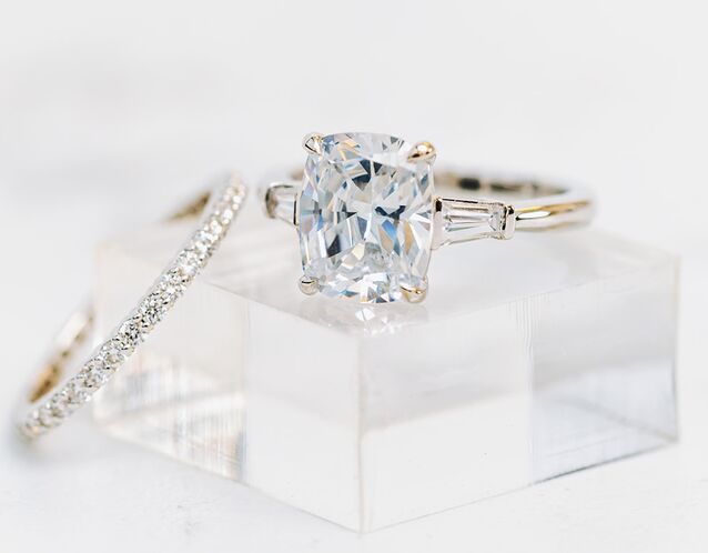 Diamond engagement ring and wedding band