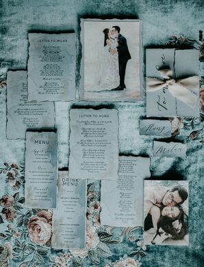 Wedding Vows Printed on Blue Stationery