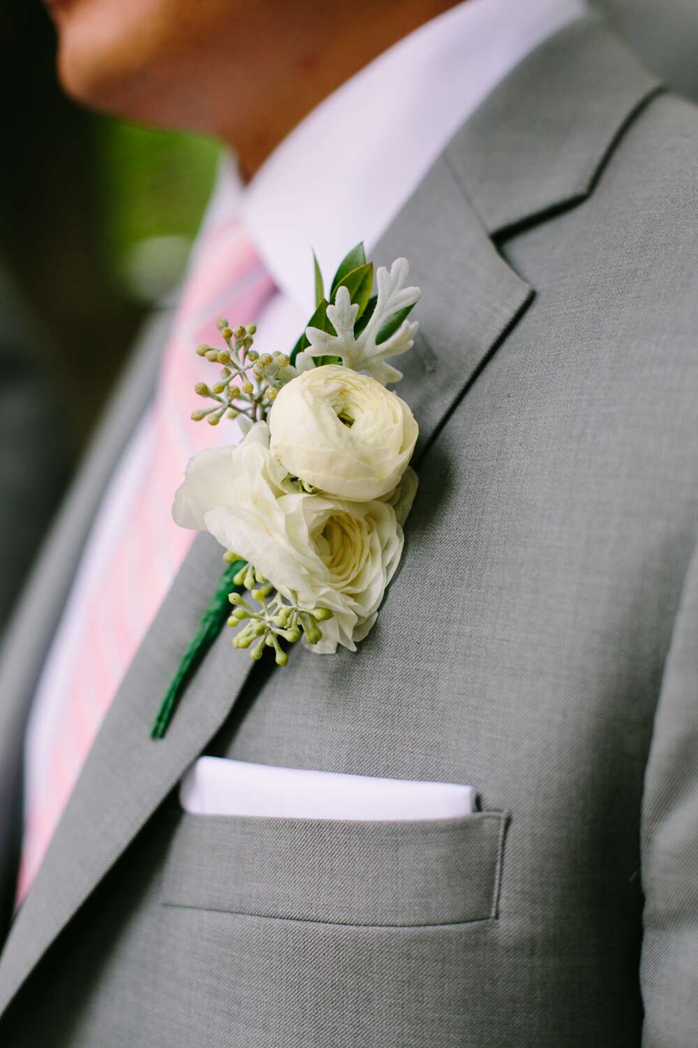 Ivory Ranunculus Boutonniere