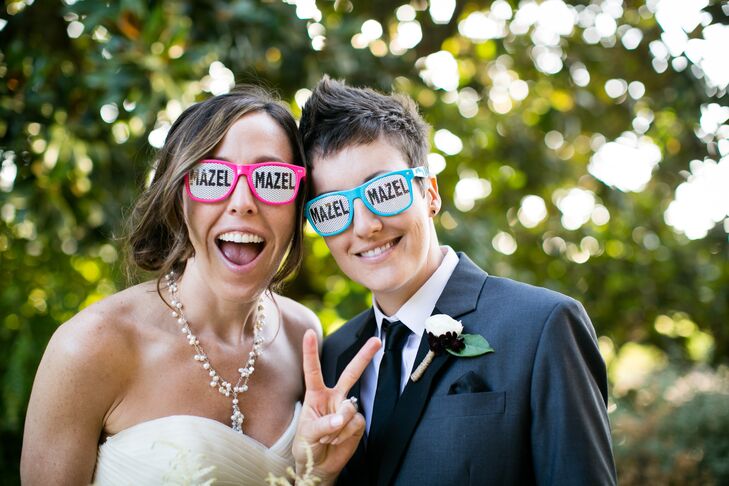 Brides in Hot Pink and Turquoise Glasses