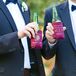In addition to cake, candy, s'mores and homemade Chex Mix, Lauren and Andy gave out these cute personalized koozies. Each one had a different color and design with just the couple's name and wedding date as a constant.