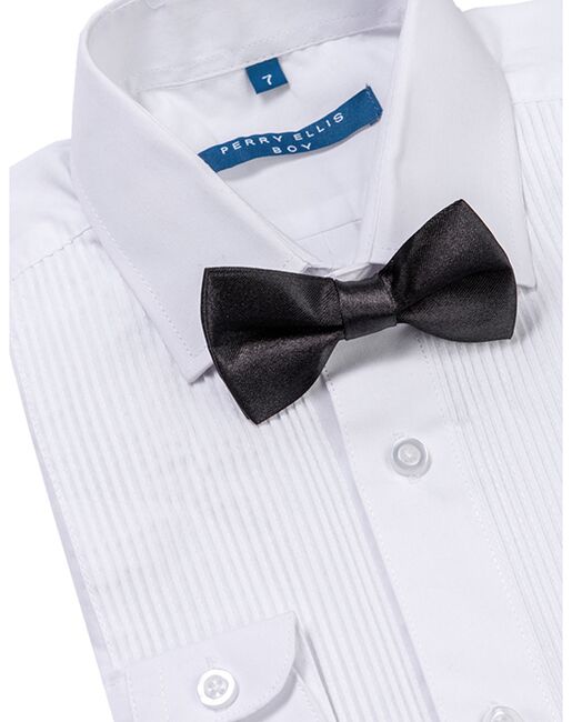 Perry Ellis "Trent" Kids Black Tuxedo (5-Piece Set) Flower Girl Dress and Ring Bearer Outfit - 7