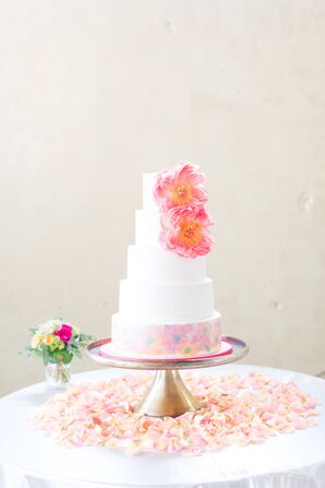 Coral and Pink Wedding Cake