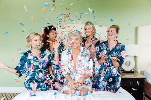 Navy Floral Bridesmaid Robes