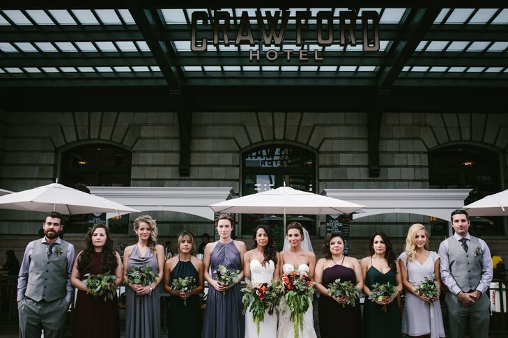 Modern Mismatched Gray Dresses and Suits