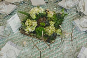Terrarium Centerpiece with Ferns and Thistle