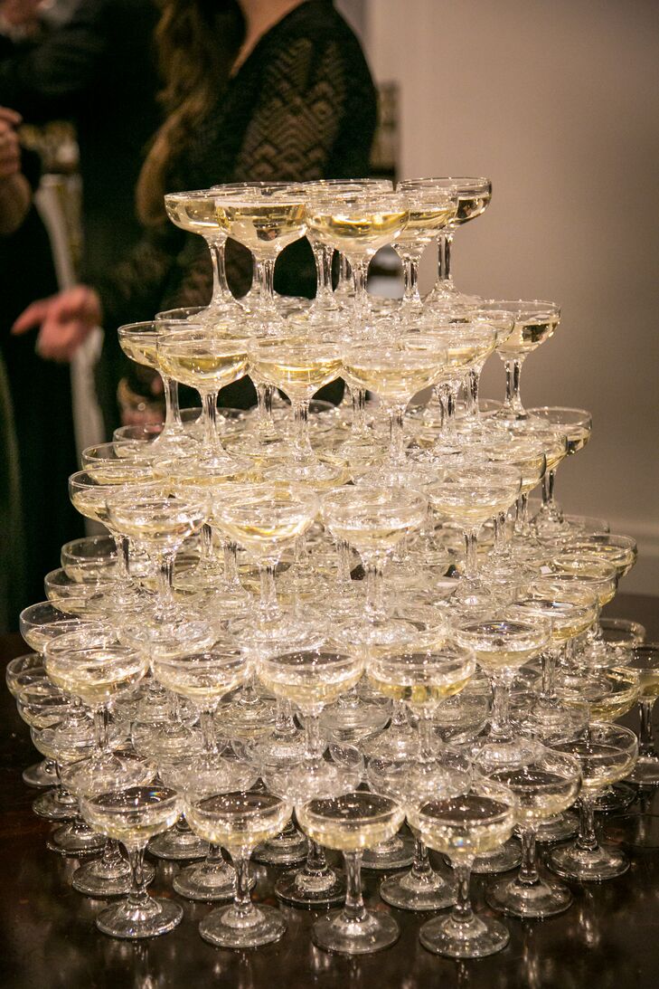 The cocktail hour was very jazz inspired and had a large champagne tower and a flare bartender.  A jazz duo played while guests mingled.  The signature drink was a champagne cocktail in honor of the brides grandfather.