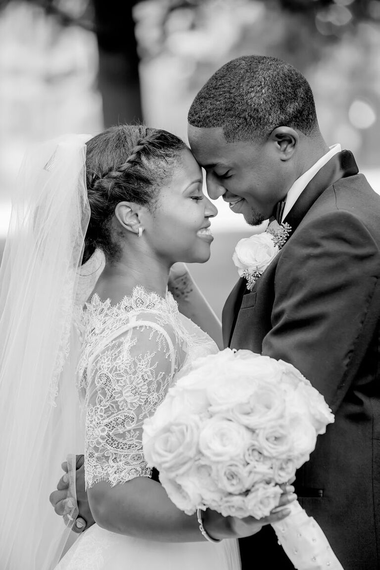 Wedding updo with veil