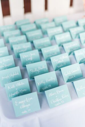 Light Blue Escort Cards for Connecticut Wedding