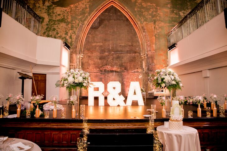 Blush and Gold Marquee Letters