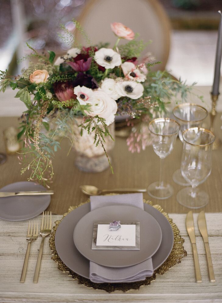 Matte Gray and Gold Place Settings
