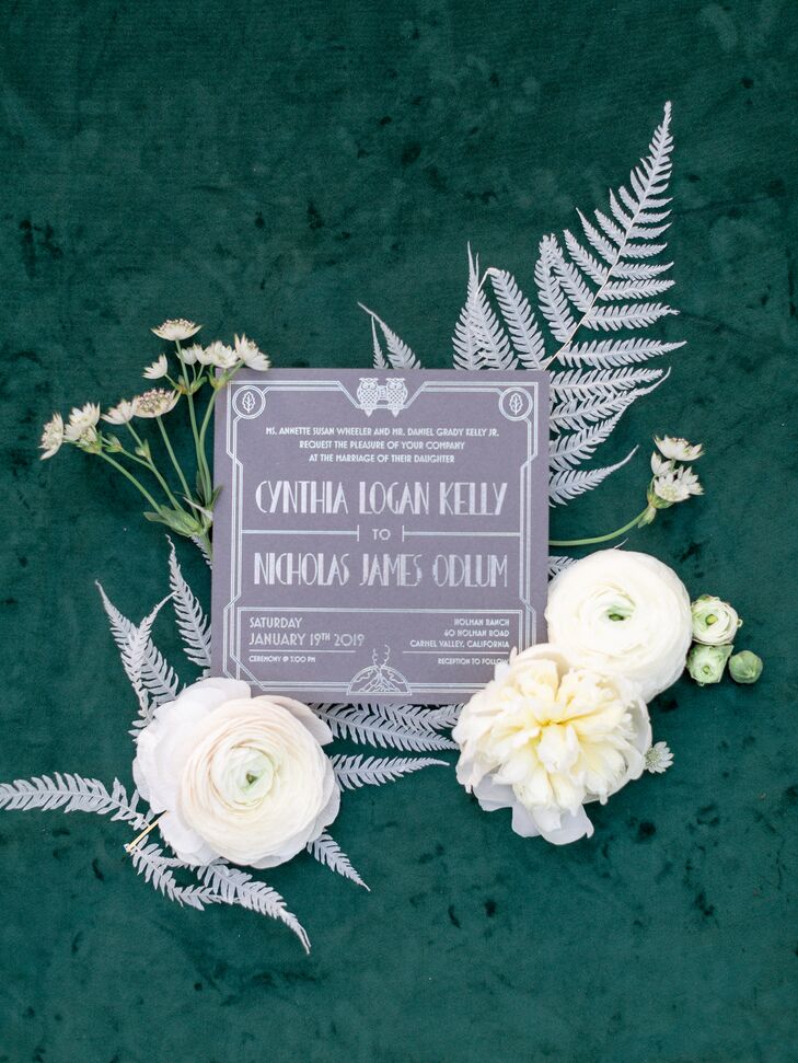 Gray and White Art Deco Wedding Invitation