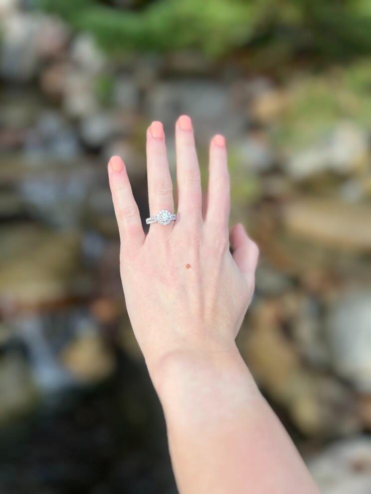 The beautiful ring Jared picked for her.