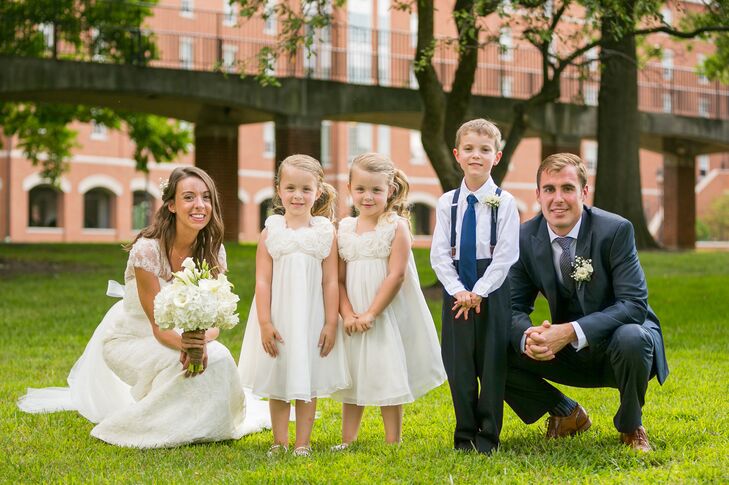 Couple with Flower Girls and Ring Bearer