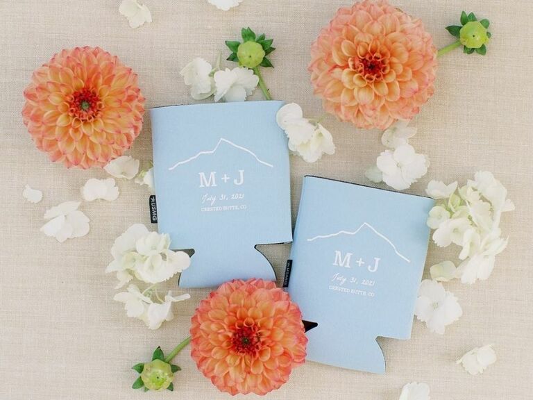 custom light-blue koozies