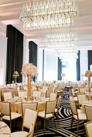 Black, White and Gold Reception Decor
