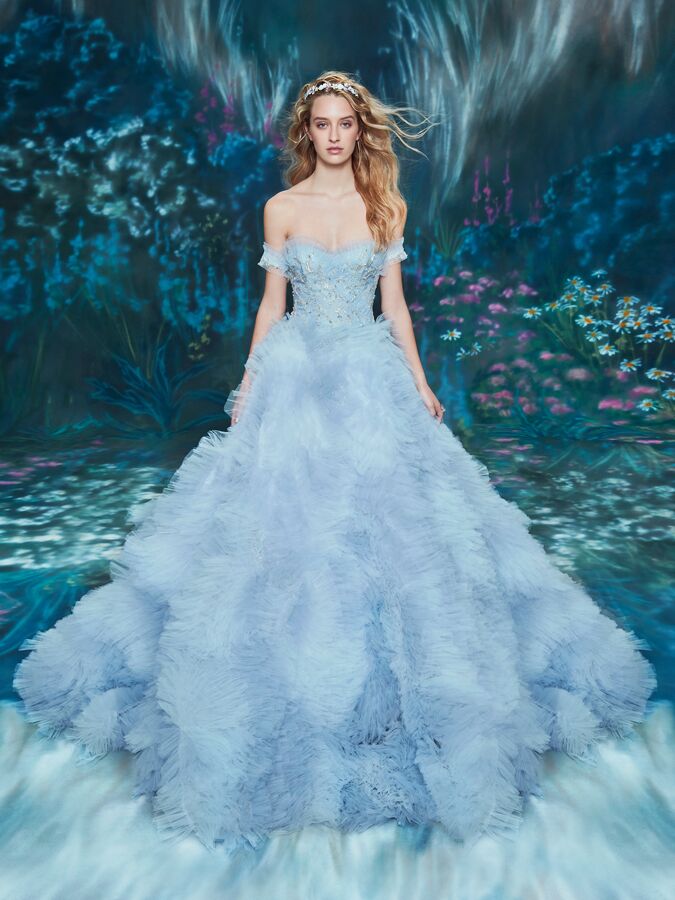 Ines Di Santo ombré ball gown with ruffled skirt