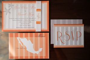 Orange Destination Wedding Invitation Suite