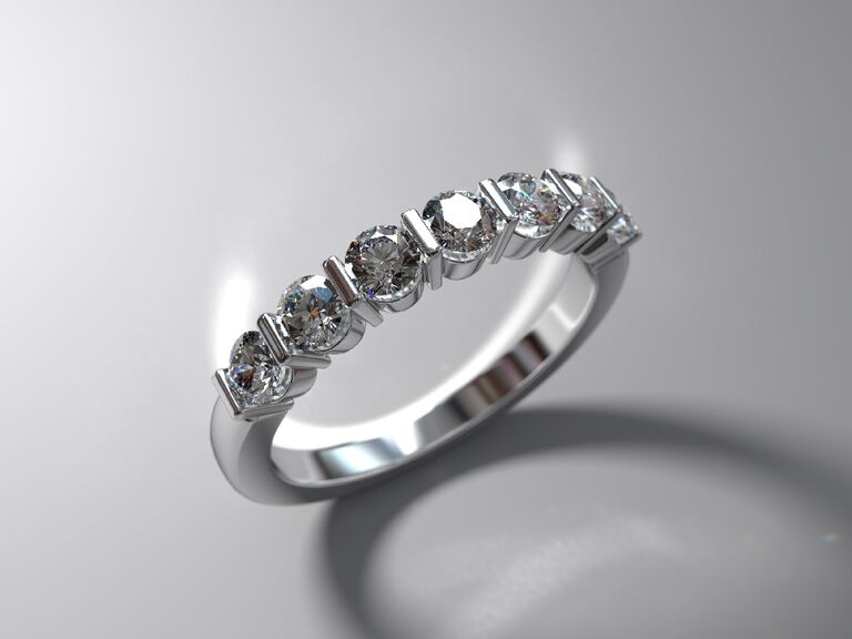 diamond wedding band with bar setting