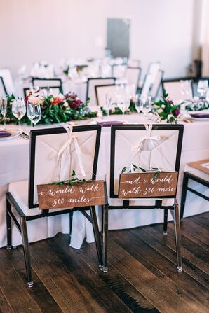 Rustic Wood Chair Signs at St. Louis Wedding Reception