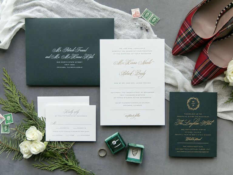 Holiday wedding invitation suite