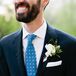 Printed Blue Tie and White Pocket Square