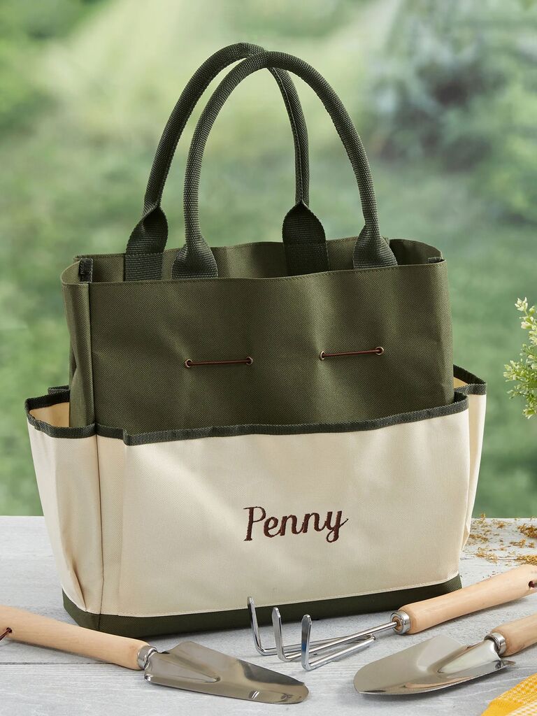 Personalized garden tote with tools gift for wife