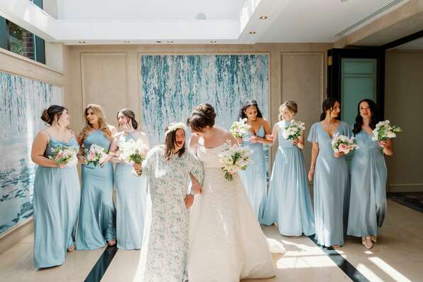 Pale teal bridesmaid dresses top