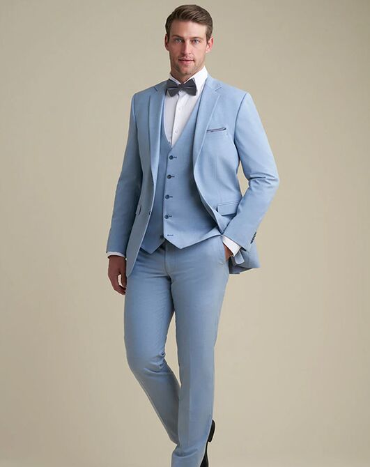 BLACKTIE SAVOY Light Blue Wedding Suit Blue Tuxedo - 4